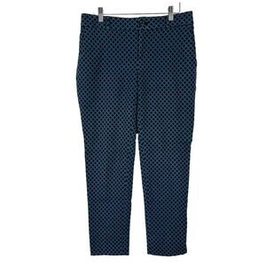 Banana Republic Pants Women Size 4 Camden Fit Blue Diamond Jacquard Ankle Career